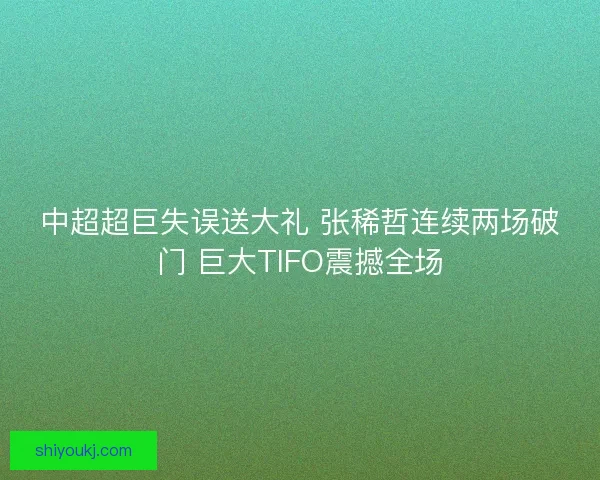 中超超巨失误送大礼 张稀哲连续两场破门 巨大TIFO震撼全场