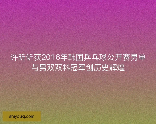 许昕斩获2016年韩国乒乓球公开赛男单与男双双料冠军创历史辉煌