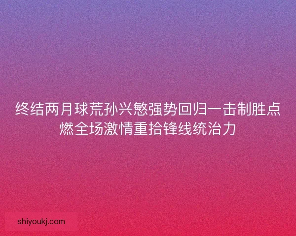 终结两月球荒孙兴慜强势回归一击制胜点燃全场激情重拾锋线统治力