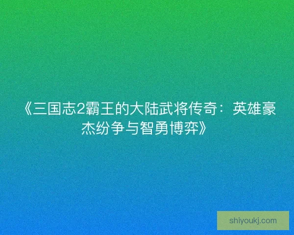 《三国志2霸王的大陆武将传奇:英雄豪杰纷争与智勇博弈》 《三国志2霸王的大陆武将传奇:英雄豪杰纷争与智勇博弈》